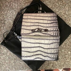 Vivienne Westwood Black and White Croc-Embossed Backpack